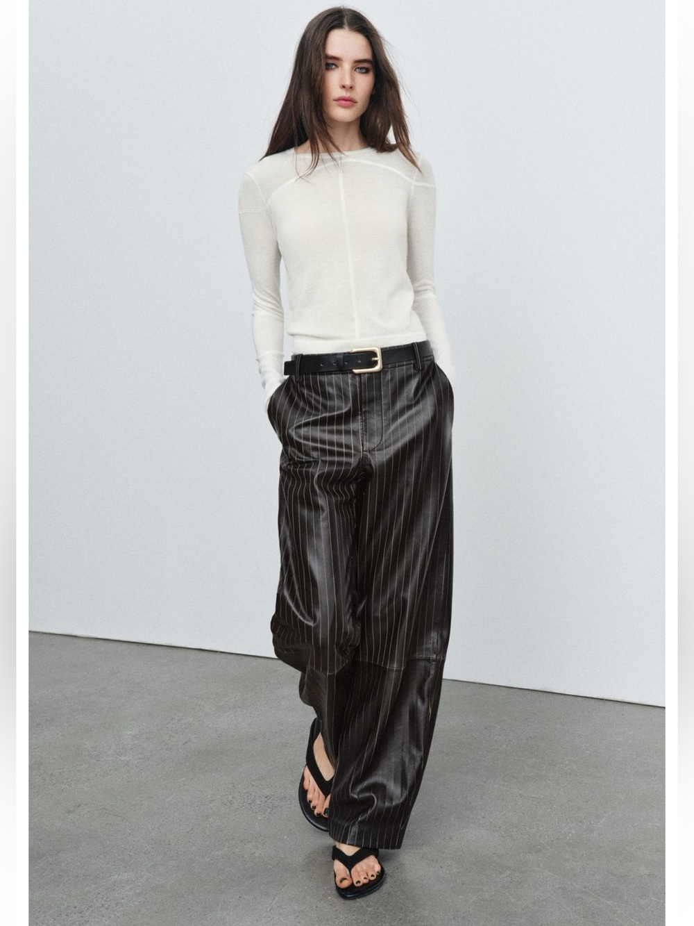 STRIPED LEATHER PANTS ZW COLLECTION LIMITED  EDITION